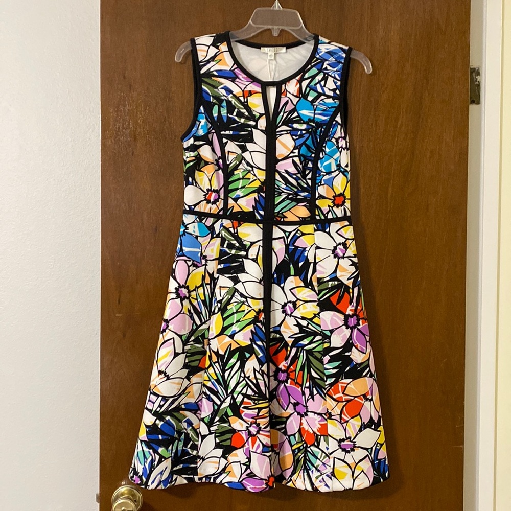 Sleeveless Multicolor Floral A-Line Dress